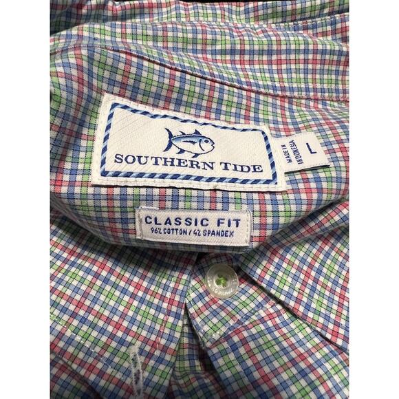 Southern Tide Classic Fit Long Sleeve Button Up Shirt Plaid Mens Size L - Picture 3 of 4